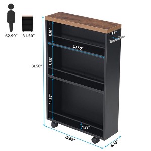 Resenkos Kitchen Island Cart, Serving Utility Carts,4-Tier Storage Cart, Slim Rolling Narrow Kitchen Cart for Small Place,Black - 1 of 2