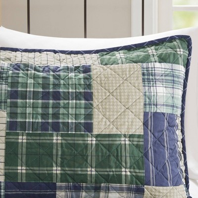 King Green and Navy Reversible Microfiber Quilt Set