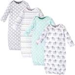 Hudson Baby Infant Cotton Long-Sleeve Gowns 4pk, Gray Elephant, 0-6 Months