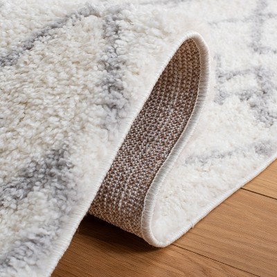 Ivory and Light Grey Square Synthetic Shag Rug, 6'7"