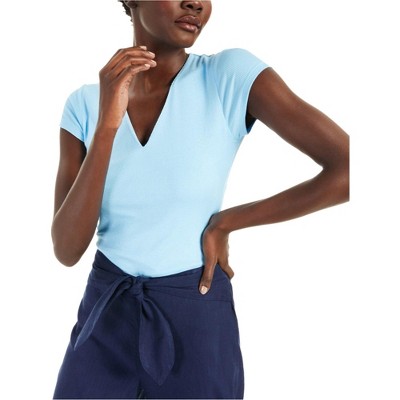 I.N.C International Concepts Womens SS Basic T-Shirt, Blue, X-Small
