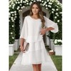 INSPIRE CHIC Women's Round Neck Semi Sheer 3/4 Bell Sleeve Asymmetrical Layered Tiered Midi Dress - 2 of 4