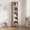 Narrow Bookcase 5 Tier Farmhouse Bookshelf Wooden Bookshelves Rustic Vintage Etagere Oak for Home Office, Living Room, Bed Room,Gray - 4 of 4
