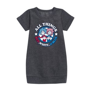 - Dr. Seuss - All Things Red, White and Blue Graphic Short Sleeve Fleece Dress - 1 of 3