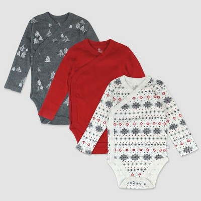 Image of Honest Baby 3pk Fair Isle Side Snap Bodysuit - Ivory 6-9M