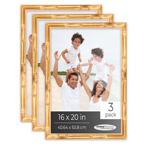 PosterPalooza | Pack of 3 Gold Bamboo Picture Frames | Solid Wood | UV-Resistant Acrylic | Easy Gallery Wall - 1 of 4
