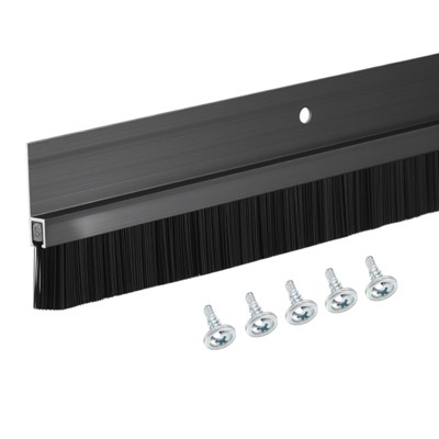 Unique Bargains Aluminum Nylon Door Brush Bottom Sweeps 35.46" x 1.89" Black 1 Pc