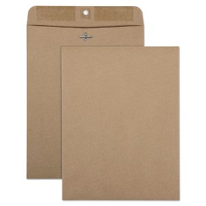 Quality Park Recycled Brown Kraft Clasp Envelope, #90, Square Flap, Clasp/Gummed Closure, 9 x 12, Brown Kraft, 100/Box - 1 of 1