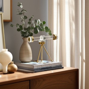 Decorative Object Modern Gold Accent for Home & Office - Stylish Living Room & Bedroom Display Piece Acrylic & Brass 9" - 1 of 4