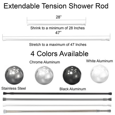 Adjustable White Tension Shower Curtain Rod, 43-79 Inches