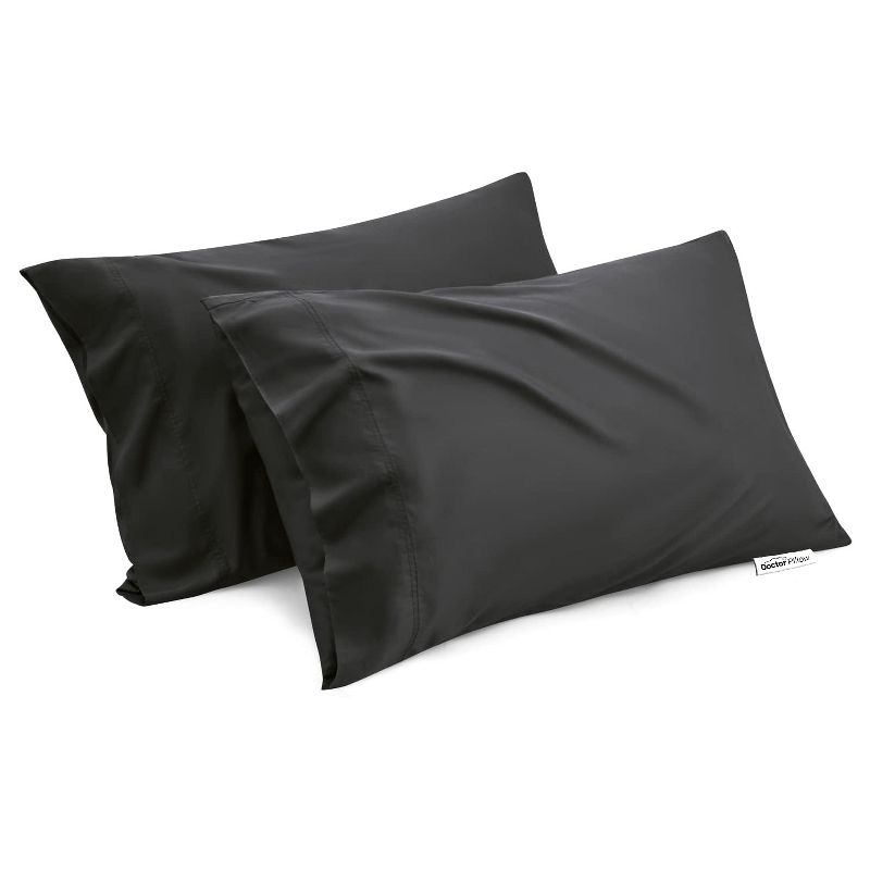 Bedsure Pillow Cases Queen Size Set of 2, Rayon Derived from Bamboo Cooling Pillowcase, Black, 1 of 7