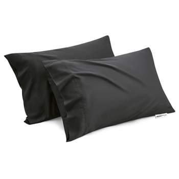 Bedsure Pillow Cases Queen Size Set of 4, Rayon Derived from Bamboo Cooling Pillowcase, Black