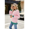 Women's Crew Neck Stripes T Shirt Long Sleeve Shirt Tops Casual Autumn Blouse - 3 of 4