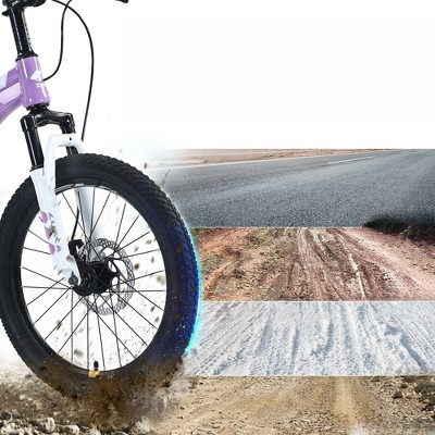 Infurnic Bicycles, 20 Inch Mountain Bike, MTB with Height Adjustable Saddle and Handlebar for Teenager Childrens, Purple, 22.44"*32.48"*54.33"