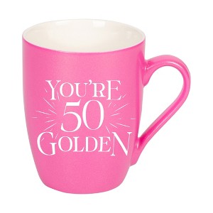 Elanze Designs You're 50 Golden Princess Pink 10 ounce New Bone China Coffee Cup Mug - 1 of 4