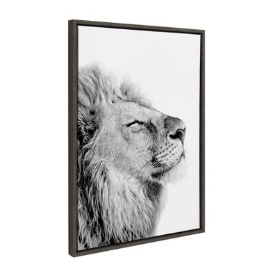 Self Actualizing Lion Black and White Canvas Print