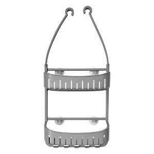 Cameo 2-Tier Hanging Bathroom Shower Caddy, Adjustable Mounting Arms, Loofah & Razor Hooks, Suction Cups, Polypropylene, Rust-Resistant - 1 of 3