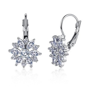 Amy and Annette Crystal Flower Lever-back Earring in 18K Gold - 1 of 4
