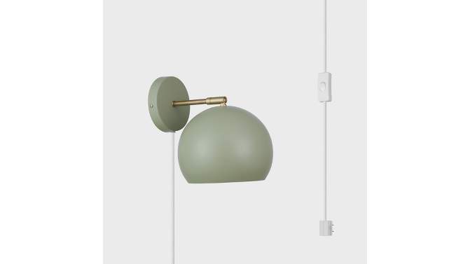 Novogratz X Globe Willow 1-Light Plug-In or Hardwire Sage Green Wall Sconce - Globe Electric, 2 of 10, play video