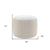 HomeRoots 18" White Jute Blend Round Geometric Pouf Ottoman - 3 of 4