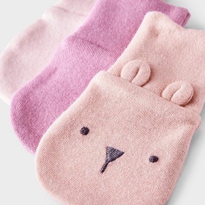 Baby Girls&#39; 3pk Cotton Mittens - Cloud Island&#8482; Pink