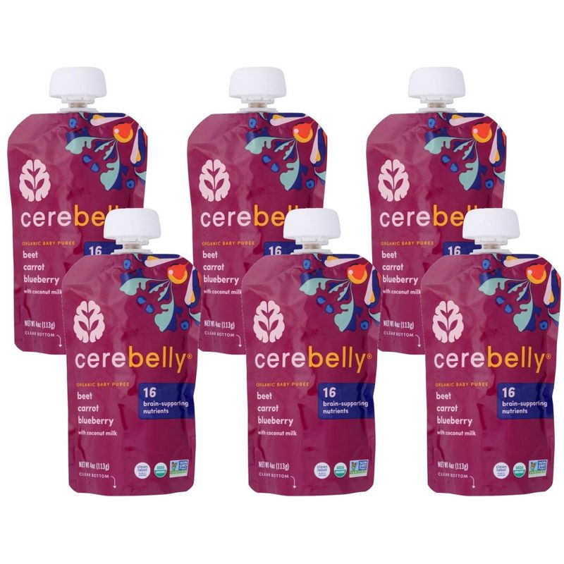 Cerebelly Organic Baby Puree Beet, Carrot, and Blueberry - Case of 6/4 oz, 1 of 4