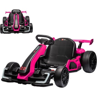 24V Kids Electric Drift Go-Kart, Adjustable Seat, 4 Speed Modes, LED Lights, Music & Horn, Battery-Powered Ride-On for Ages 6-12