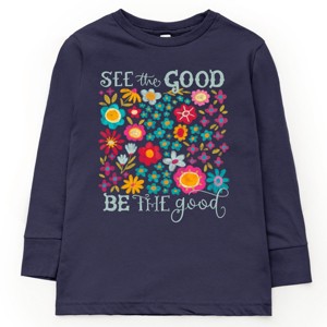 The Juniper Shop See The Good Be The Good Floral Youth Long Sleeve Tee - XL - Navy - 1 of 4