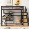 Streamdale Full Size Metal Loft bed with Staircase, Built-in Desk and Shelves, Black - 3 of 4