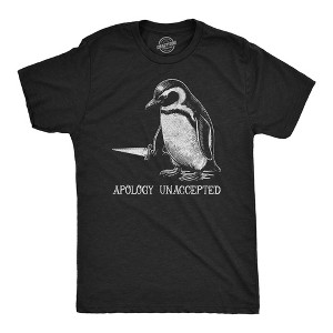 Mens Funny T Shirts Apology Unaccepted Sarcastic Penguin Graphic Novelty Tee For Men - Crazy Dog Men's T Shirt - 1 of 4