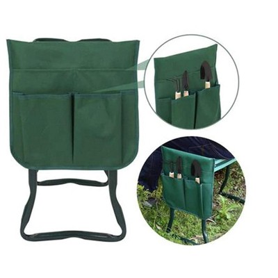 Green Portable Garden Bench and Kneeler with Tool Pockets