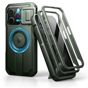 Dexnor for iPhone 15 Pro Case with Slide Camera Cover&Adjustable Kickstand&Built-in Screen Protector, Magnetic Rugged Shockproof Cases - 1 of 1
