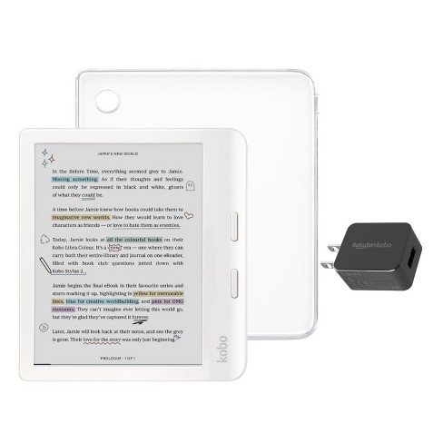 Kobo Libra Colour White Ereader With Clear Case & Ac Bundle : Target