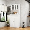 Hitow Freestanding Kitchen Cabinet Glass Door Kitchen Pantry Cabinet with Worktop - 3 of 4