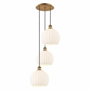 Innovations Lighting White Venetian 3 - Light Pendant in  Brushed Brass - 1 of 1