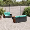 vidaXL 6 Piece Garden Sofa Set with Cushions Black Poly Rattan - Black - 2 of 4