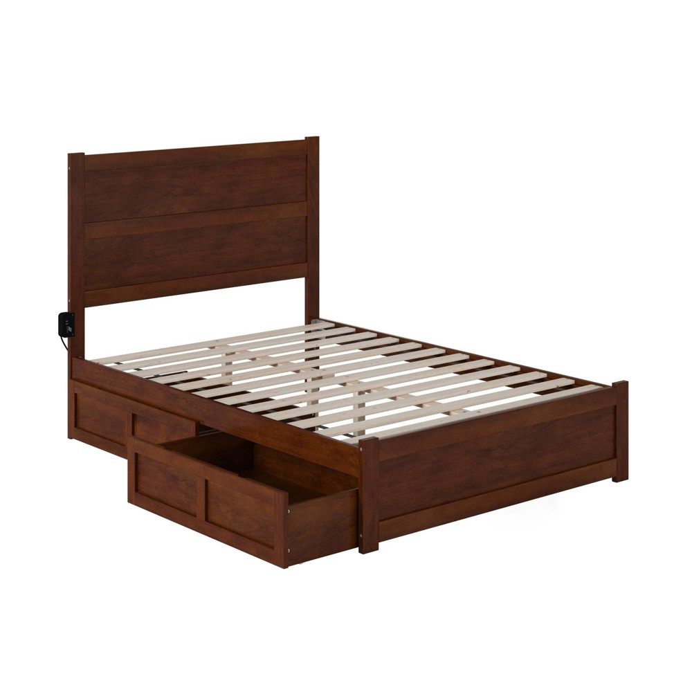 Photos - Bed Frame AFI Full Noho Bed with Footboard and 2 Drawers Walnut  