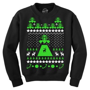 Adult Alien Abduction Ugly Christmas Sweater Crew Neck Sweatshirt - Crazy Dog Crew Neck Sweatshirt - 1 of 4