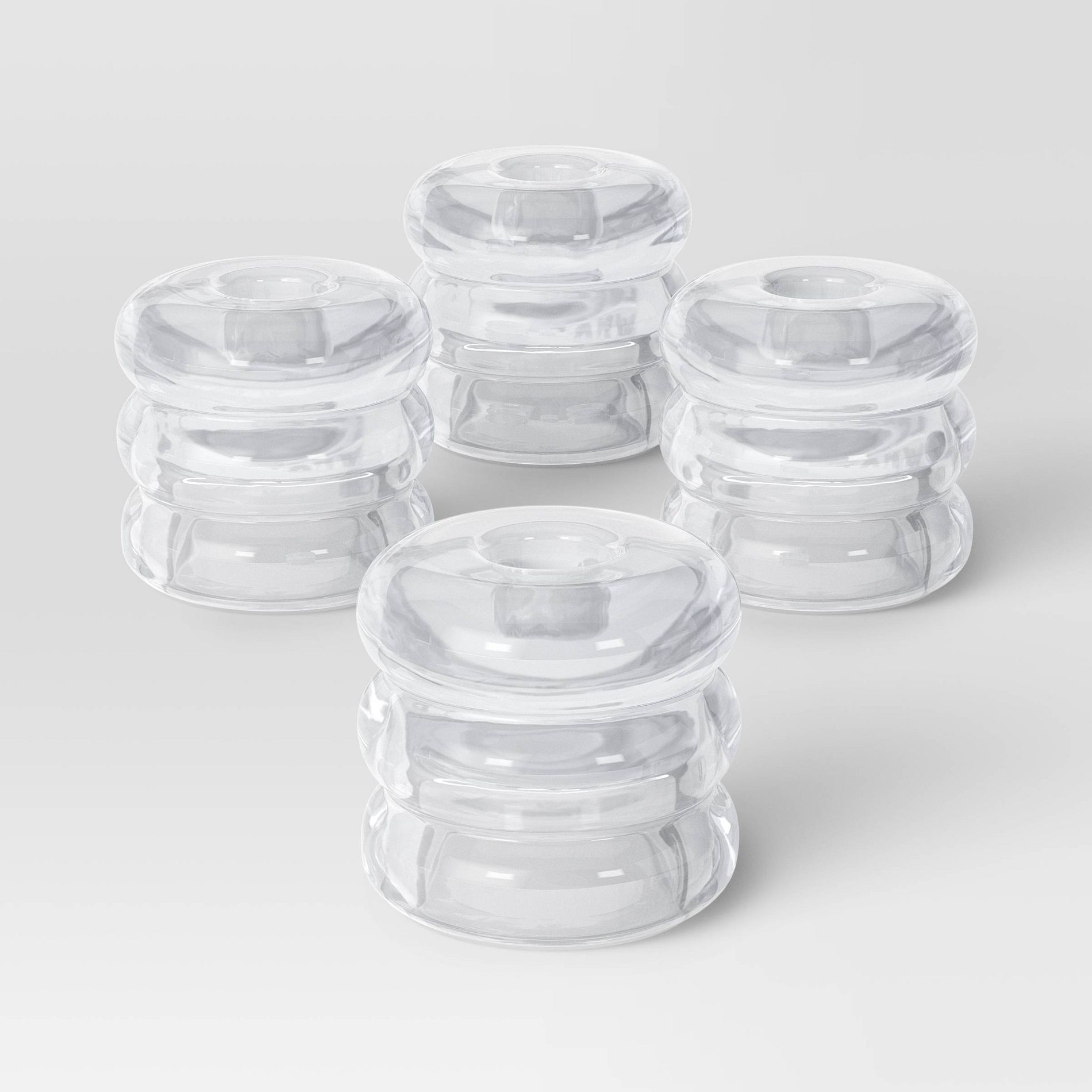 4pk Bubble Glass Taper Candle Holder Clear - Room Essentials™