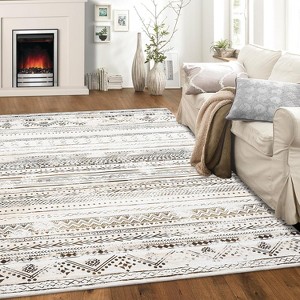 Rugs for Living Room Non Slip Washable Rug, Soft Large Area Rug Indoor Carpet Rug Neutral Rug Low Pile for Bedroom Playroom Brown - 1 of 4