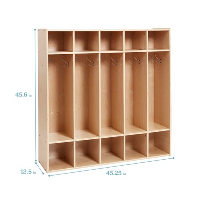 Natural Birch 5-Section Coat Locker with Cubbies