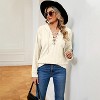 Coolmee Womens V Neck Long Sleeve Shirts Drawstring Hoodies Lightweight Pullover Tops - 3 of 4