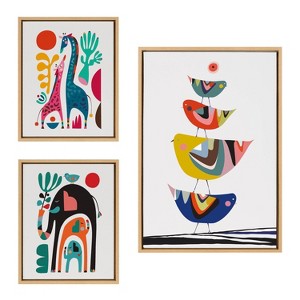 Kate & Laurel All Things Decor: Sylvie Animal Canvas Art Set by Rachel Lee, Mid-Century Wall Decor - 1 of 4