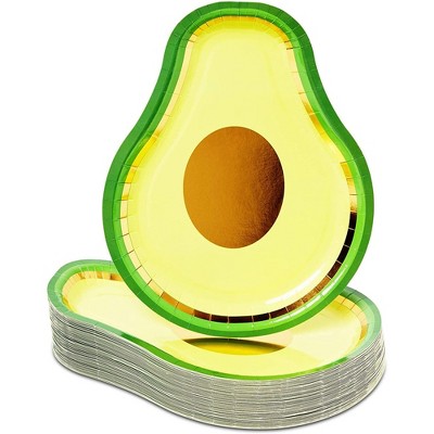 Blue Panda 48 Pack Avocado Disposable Paper Plates for Birthday Party and Fiesta 7 x 10 In,