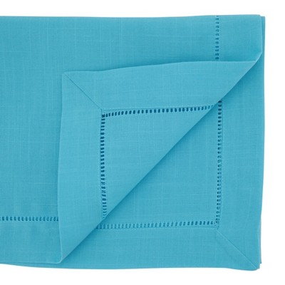 Turquoise Hemstitched Polyester Table Runner