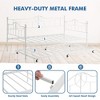Twin Daybed with Trundle, Modern Pull Out Metal Day Bed with Vintage Headboard, Sturdy Daybed Frame with Metal Slat Support - 3 of 4