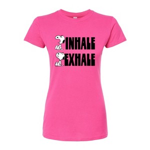 Women's - Peanuts - Snoopy Inhale Exhale Fitted Graphic T-Shirt - 1 of 4