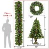 Pre-Lit Artificial Christmas Tree 4-Piece Set with LED 4ft Entrance Trees, 9ft Garland & 20" Wreath for Indoor Christmas Decor-Baofuwish - 4 of 4