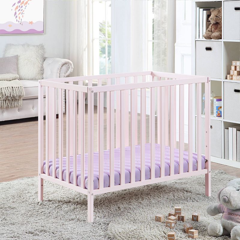 Suite Bebe Palmer 3-in-1 Convertible Mini Crib with Mattress Pad - Pastel Pink, 3 of 8