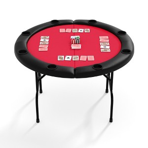 8 Player Round Folding Poker Table with Cup Holders, 48 Inch Professional Casino Grade Card Table for Texas Holdem & Blackjack, Portable Gaming Table - 1 of 1